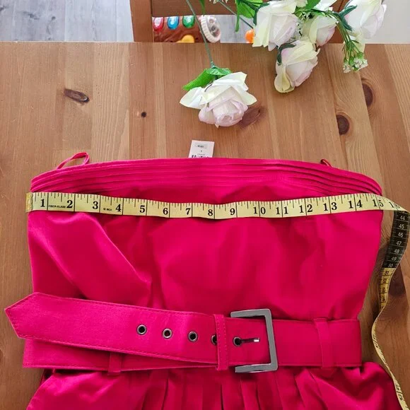 NY&C - Strapless Full Skirt Knee Length Cotton Dress - Pomegranate Red Size 4 - Picture 6 of 11